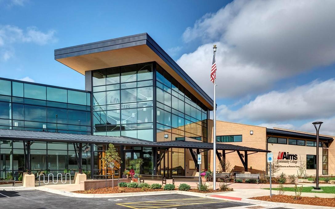 An exterior view of the Aims Physical Education and Recreation Center (PERC)