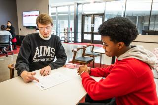Student with financial aid advisor