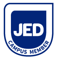 JED Campus logo that is blue and white with the words JED Campus Member 