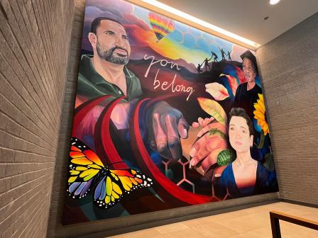Photo of new mural at the Aims Student Commons