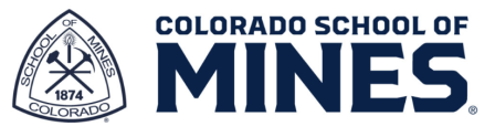 Colorado School of Mines logo black type on white background with shield art