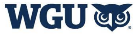 Western Governors University logo dark blue letters WGU with owl head line art in same color 